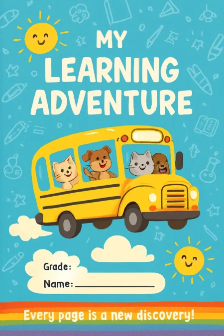My Learning Adventure Fun and Colorful Primary School Notebook Cover Format PDF