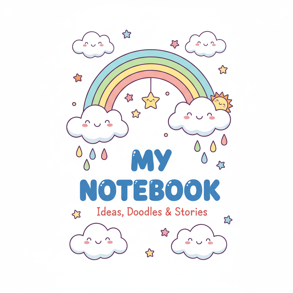 My Notebook - Cute Rainbow & Clouds Primary Journal for Kids (PDF)